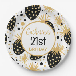 Prato De Papel Black and Gold Strawberry Pattern