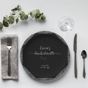 Prato De Papel Black and Silver Floral Gothic Bachelorette Party