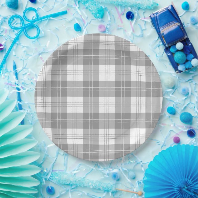 Prato De Papel Black and White Buffalo Plaid (Festa)
