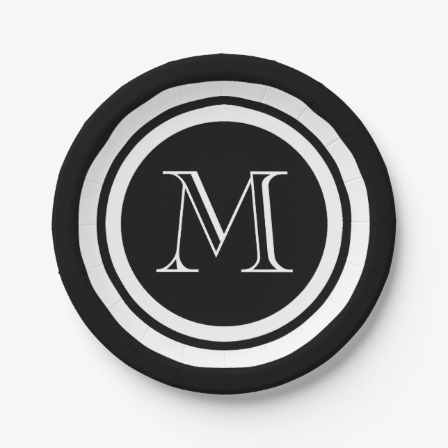 Prato De Papel Black and White Monogram (Frente)