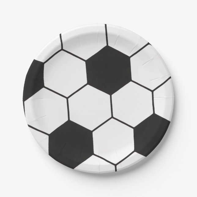 Prato De Papel Black And White Soccer Ball Geometric Pattern  (Frente)