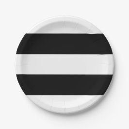 Prato De Papel Black and White Stripes Moderno