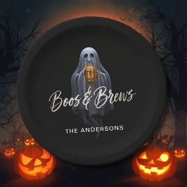 Prato De Papel Black Boos & Brews Fantasma Halloween