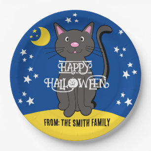 Prato De Papel Black Cat Halloween Stars Moon Cuecas