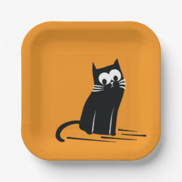 Prato De Papel Black Cat on Orange – Kids