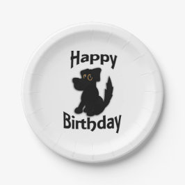 Prato De Papel Black Dog Happy Birday White