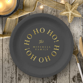 Prato De Papel Black Dourado Christmas Ho Ho ID1009