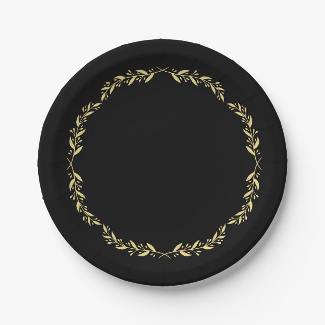 Prato De Papel Black & Gold Poker Night Party Plates (Frente)