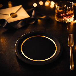 Prato De Papel Black & Gold Poker Night Party Plates