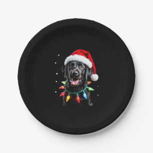 Prato De Papel Black Lab Labrador Árvore de Natal Light Pajama Do