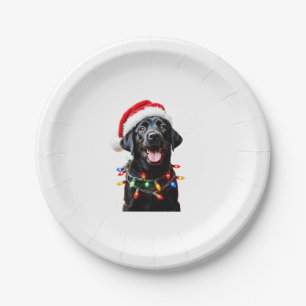 Prato De Papel Black Lab Labrador Árvore de Natal Light Pajama Do