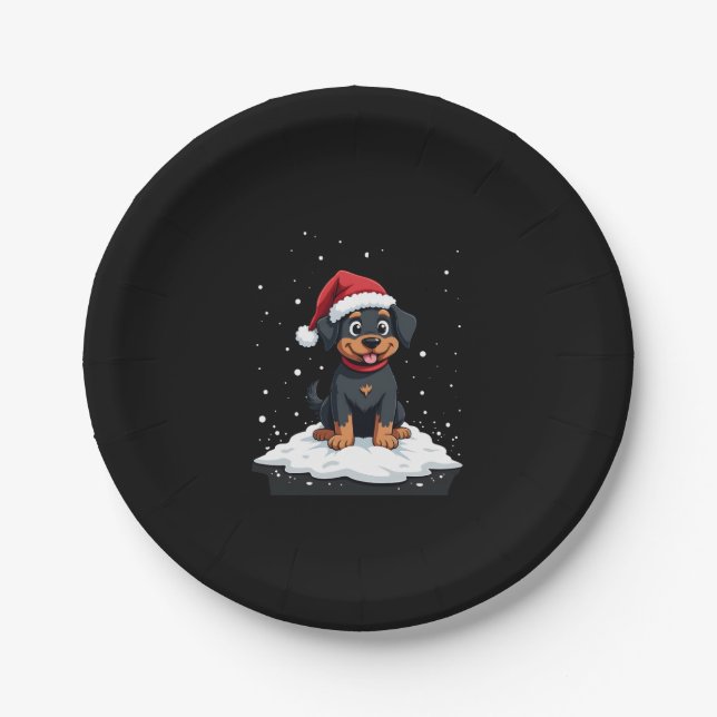 Prato De Papel Black Labrador Christmas Santa Hat Xmas Pajama T-S (Frente)
