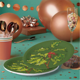 Prato De Papel Black Outline Art Of Christmas Holly Cut Out