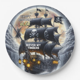 Prato De Papel Black Sails Ahead Pirate Theme Birthday Party