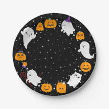 Black Starry Night com os Fantasmas Halloween