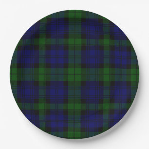 Prato De Papel Black Watch Tartan Blue Green Xadrez