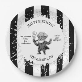 Prato De Papel Black White Stripe Psychology Freud CARTOON