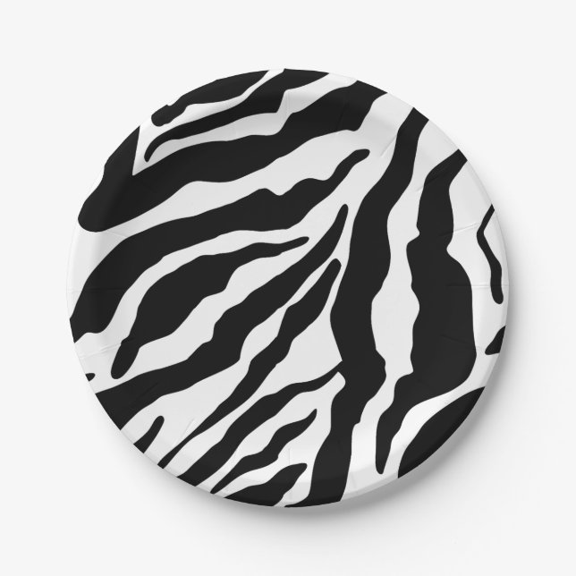 Prato De Papel Black& White Zebra Stripes Pattern Animal Print (Frente)