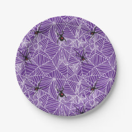 Prato De Papel Black Widow Spider Web Purple