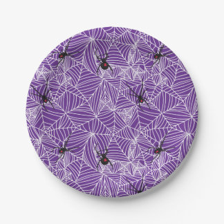 Prato De Papel Black Widow Spider Web Purple