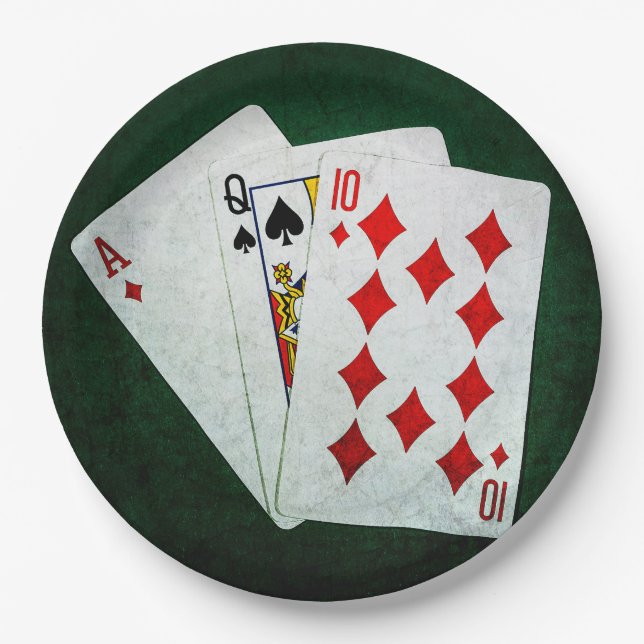 Prato De Papel Blackjack 21 ponto - Ace, Queen, Dez (Frente)