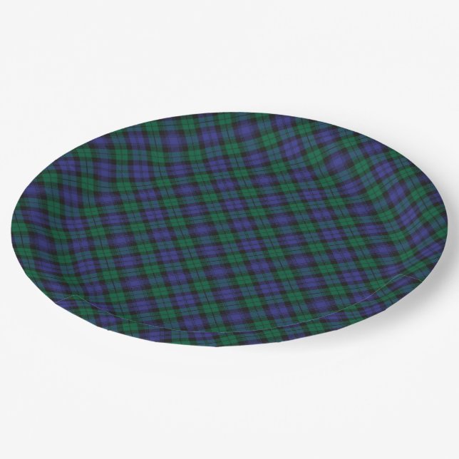 Prato De Papel Blackwatch Tartan Royal Scottish Xadrez Patterno (Inclinado)
