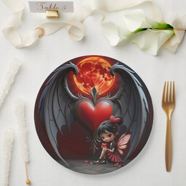 Prato De Papel Blood Moon Valentine Fairy (Casamento)