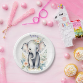 Prato De Papel Blooming Baby Elephant