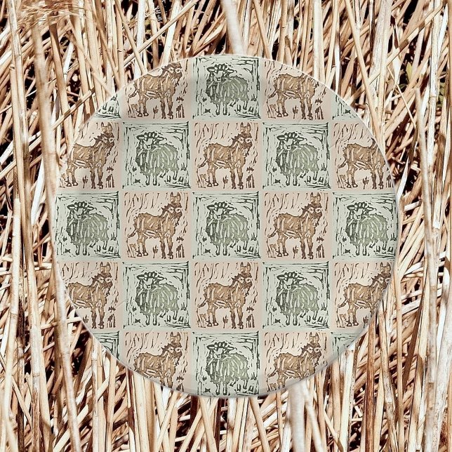 Prato De Papel Bloquear Impressão Ovelha Inclinada - Castanho Ver (Criador carregado)