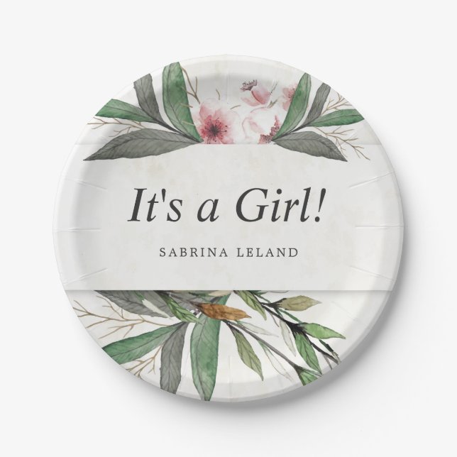 Prato De Papel Blossomas Botânicos Clássicos da Aquarela (Frente)