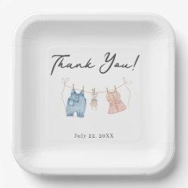 Prato De Papel Blue and Pink Watercolor Gender Reveal 