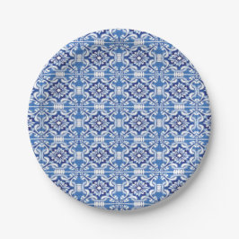 Prato De Papel Blue and White Italian tile Plate