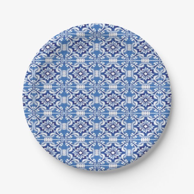 Prato De Papel Blue and White Italian tile Plate (Frente)
