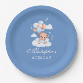 Prato De Papel Blue Aqiqah Baby Boy Paper Plates