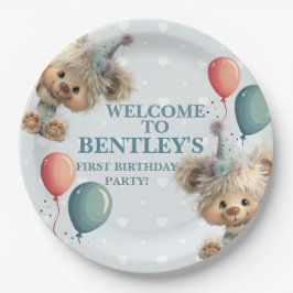 Prato De Papel Blue Balloon Hedgehogs Celebration