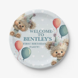 Prato De Papel Blue Balloon Hedgehogs Celebration