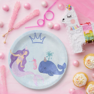 Prato De Papel Blue  Birthday Invitation