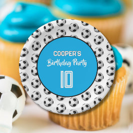 Prato De Papel Blue Boy Soccer Birthday Party