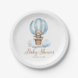 Prato De Papel Blue Boy Teddy Bear Bearly Wait Baby Shower