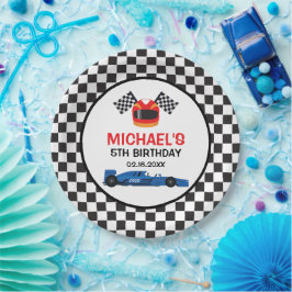 Prato De Papel Blue Car Racing Birthday