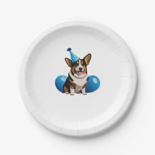 Prato De Papel Blue Corgi Birthday Classic T-Shirt