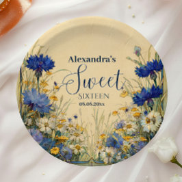 Prato De Papel Blue Cornflower Art Nouveau Sweet Sixteen