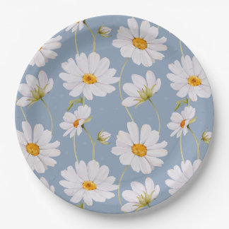 Prato De Papel Blue Daisy Paper Plates