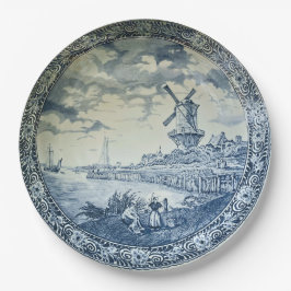 Prato De Papel Blue Delft Windmill Placa Holandesa