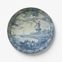 Blue Delft Windmill Placa Holandesa