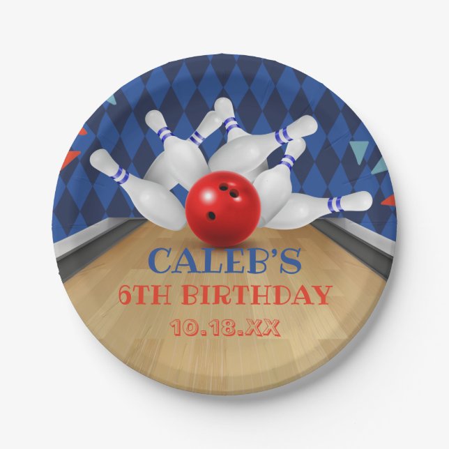 Prato De Papel Blue Diamond Strike Deixa Boliche Atacar Aniversár (Frente)