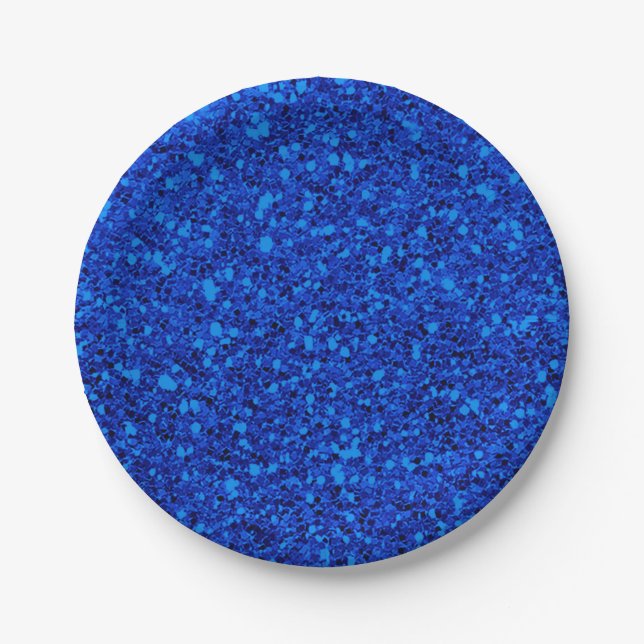 Prato De Papel Blue Fantasy Sparkle Glitter - Partido Personaliza (Frente)