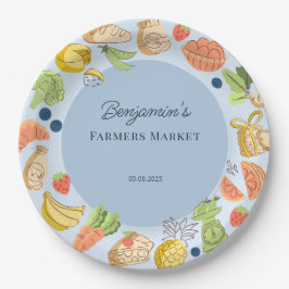 Prato De Papel Blue Farmers Market Farm Fresh Birthday