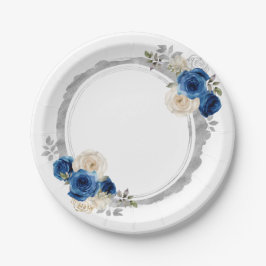 Prato De Papel Blue Floral Princess Girl Festa de aniversário