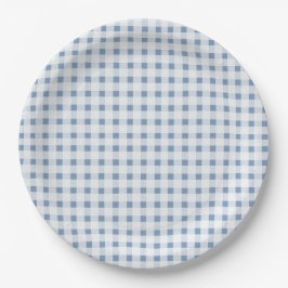 Prato De Papel Blue Gingham